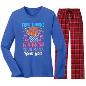 Free Throws Or Pink Bows Your Mama Loves You Gender Reveal Gift Women's Long Sleeve Flannel Pajama Set 