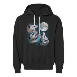 Funny Three Opossom Moon Garment-Dyed Fleece Hoodie