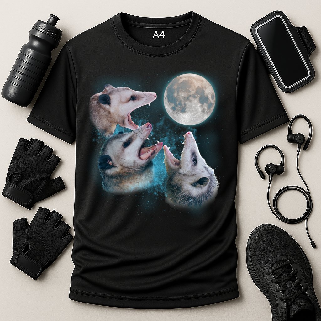 Funny Three Opossom Moon Performance Shirt