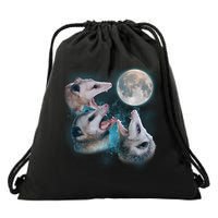 Funny Three Opossom Moon Drawstring Bag