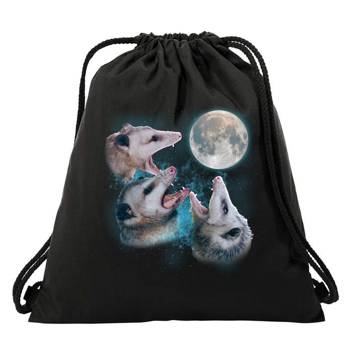 Funny Three Opossom Moon Drawstring Bag