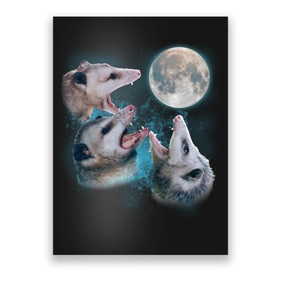 Funny Three Opossom Moon Poster