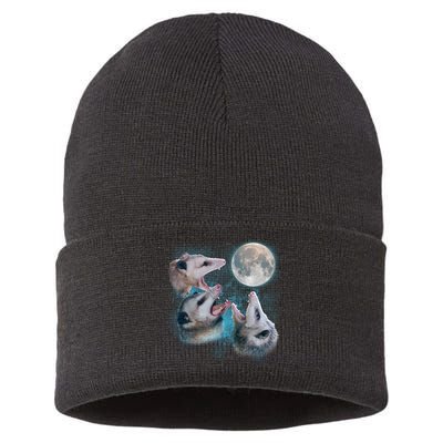 Funny Three Opossom Moon Sustainable Knit Beanie