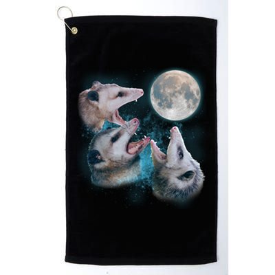 Funny Three Opossom Moon Platinum Collection Golf Towel