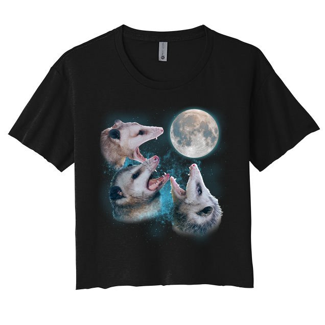 Funny Three Opossom Moon Crop Top