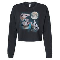 Funny Three Opossom Moon Cropped Pullover Crew