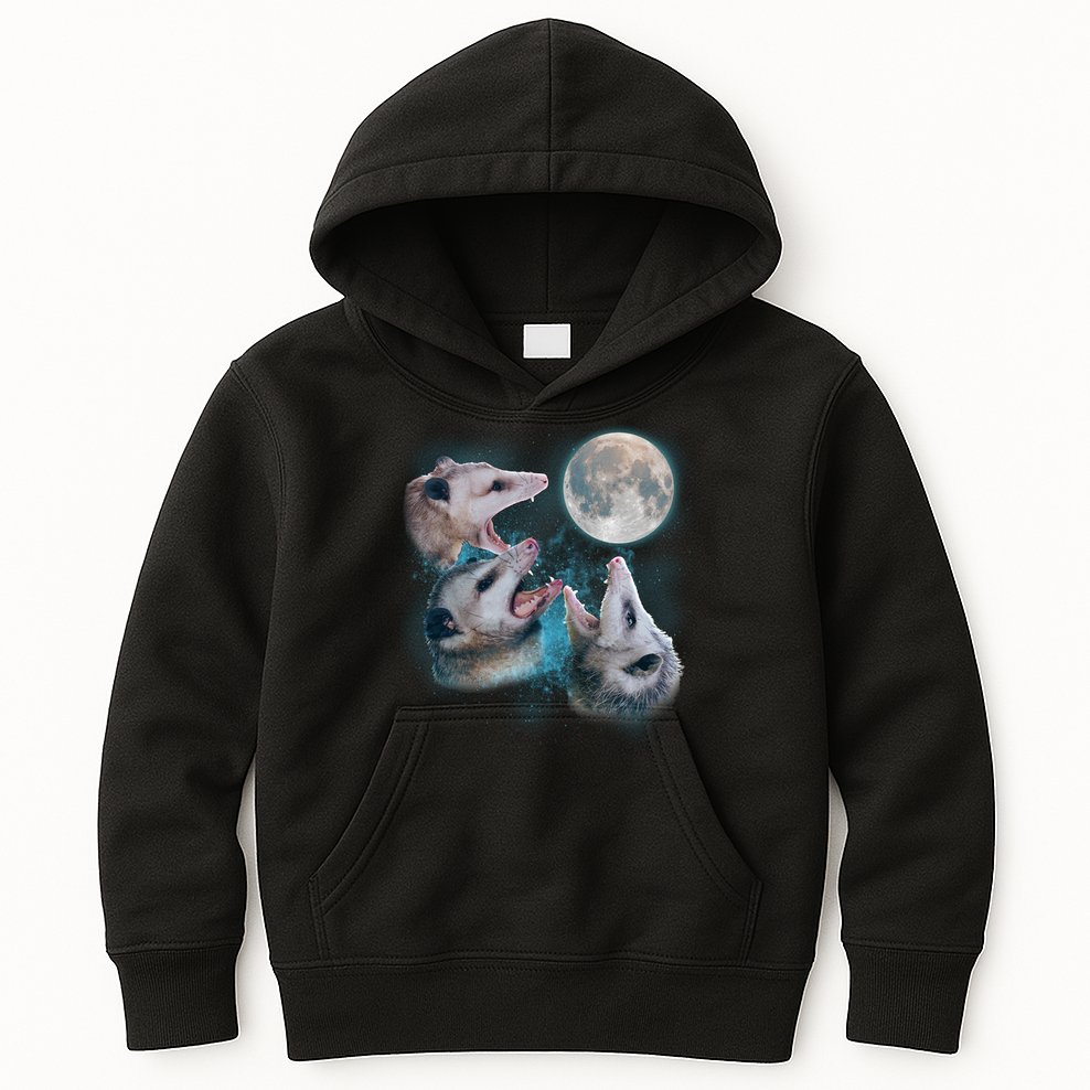 Funny Three Opossom Moon Kids Hoodie