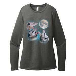 Funny Three Opossom Moon Womens CVC Long Sleeve Shirt