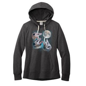 Funny Three Opossom Moon Women's Fleece Hoodie