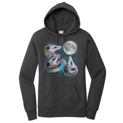 Funny Three Opossom Moon Women's Pullover Hoodie