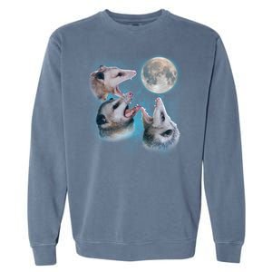 Funny Three Opossom Moon Garment-Dyed Sweatshirt