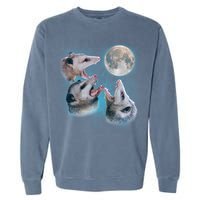 Funny Three Opossom Moon Garment-Dyed Sweatshirt