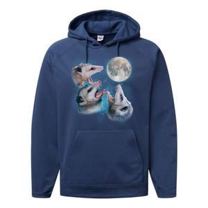 Funny Three Opossom Moon Performance Fleece Hoodie