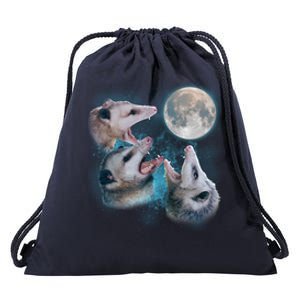 Funny Three Opossom Moon Drawstring Bag