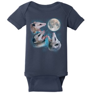 Funny Three Opossom Moon Baby Bodysuit