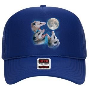 Funny Three Opossom Moon High Crown Mesh Back Trucker Hat