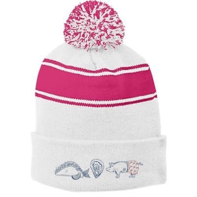 Fish Taco Oyster Ditch Ham Wallet Stripe Pom Pom Beanie