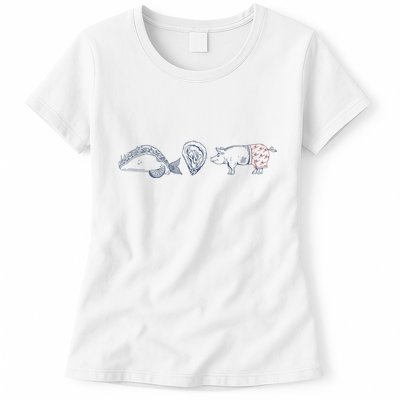 Fish Taco Oyster Ditch Ham Wallet Womens T-Shirt