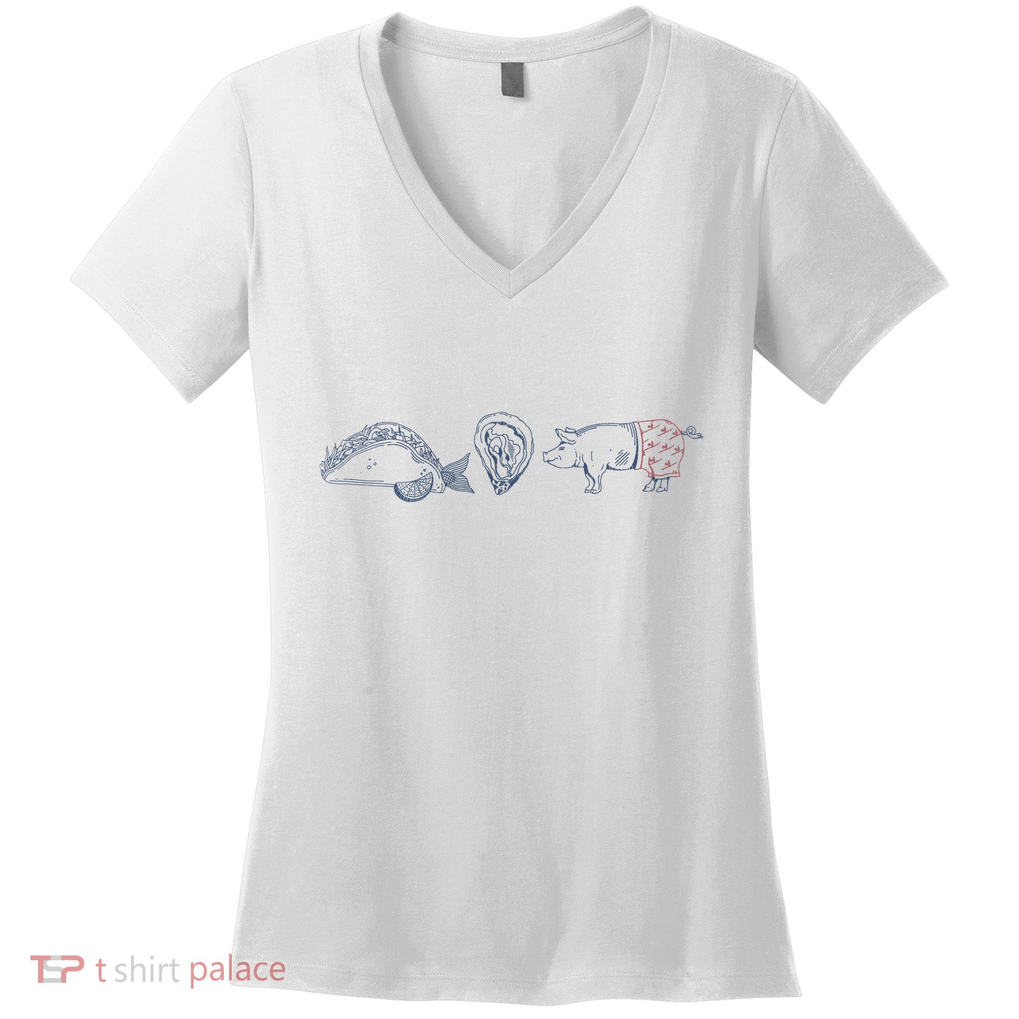 Fish Taco Oyster Ditch Ham Wallet Women's V-Neck T-Shirt