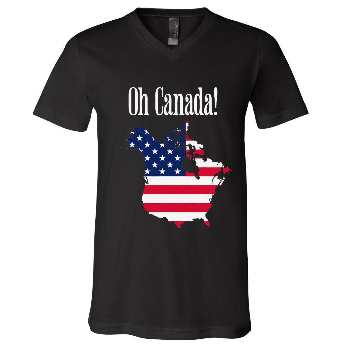 Funny Trump Oh Canada! Usa Canada Map 51st State V-Neck T-Shirt
