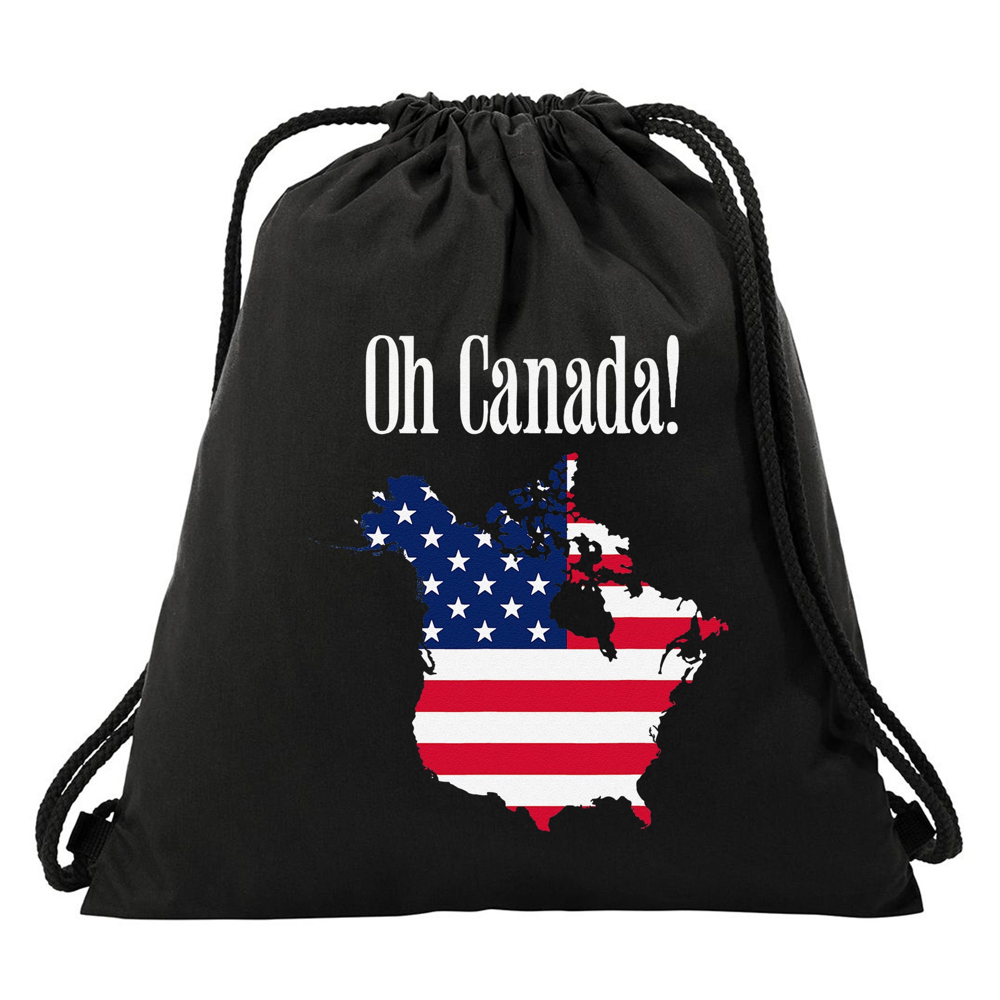 Funny Trump Oh Canada! Usa Canada Map 51st State Drawstring Bag