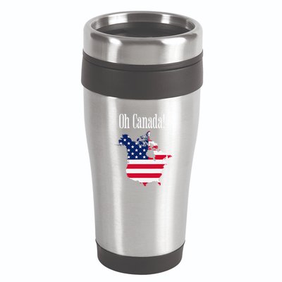 Funny Trump Oh Canada! Usa Canada Map 51st State 16oz Travel Tumbler