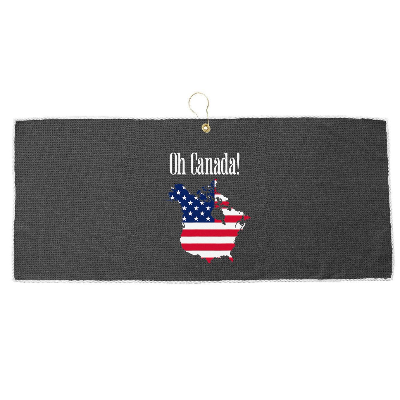 Funny Trump Oh Canada! Usa Canada Map 51st State Large Microfiber Waffle Golf Towel