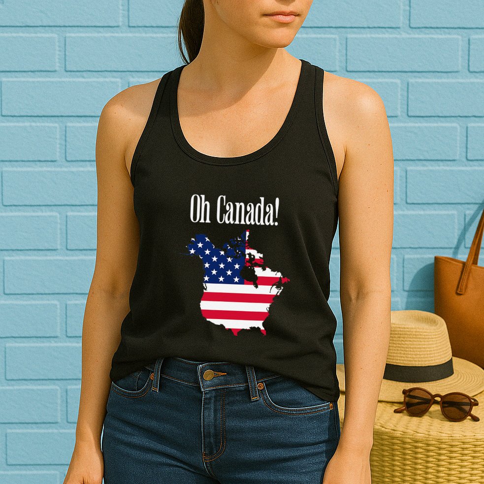 Funny Trump Oh Canada! Usa Canada Map 51st State Womens Tank Top