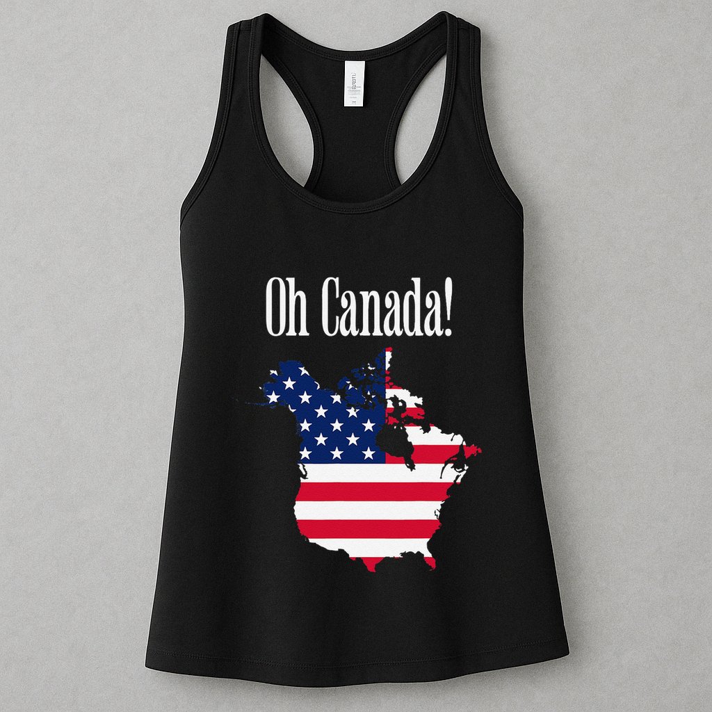 Funny Trump Oh Canada! Usa Canada Map 51st State Womens Tank Top