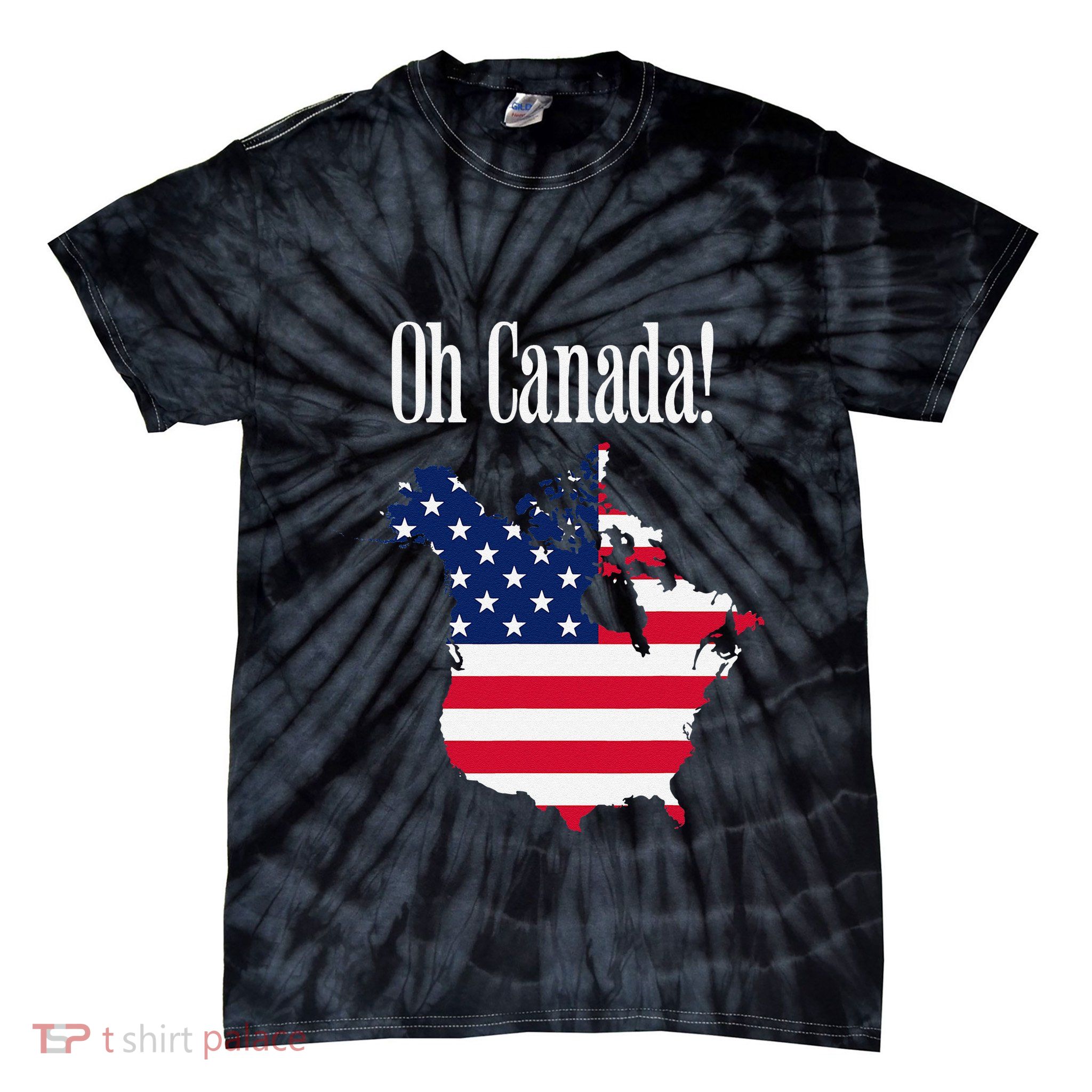 Funny Trump Oh Canada! Usa Canada Map 51st State Tie-Dye T-Shirt