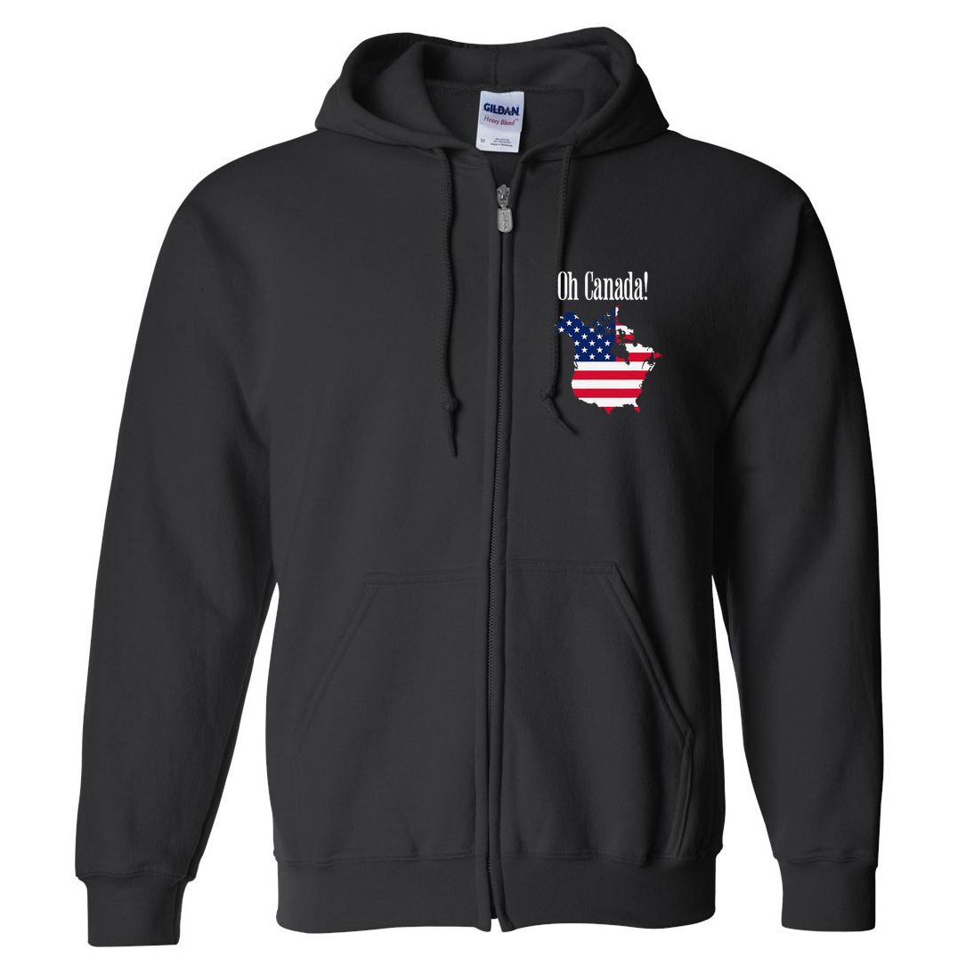Funny Trump Oh Canada! Usa Canada Map 51st State Full Zip Hoodie