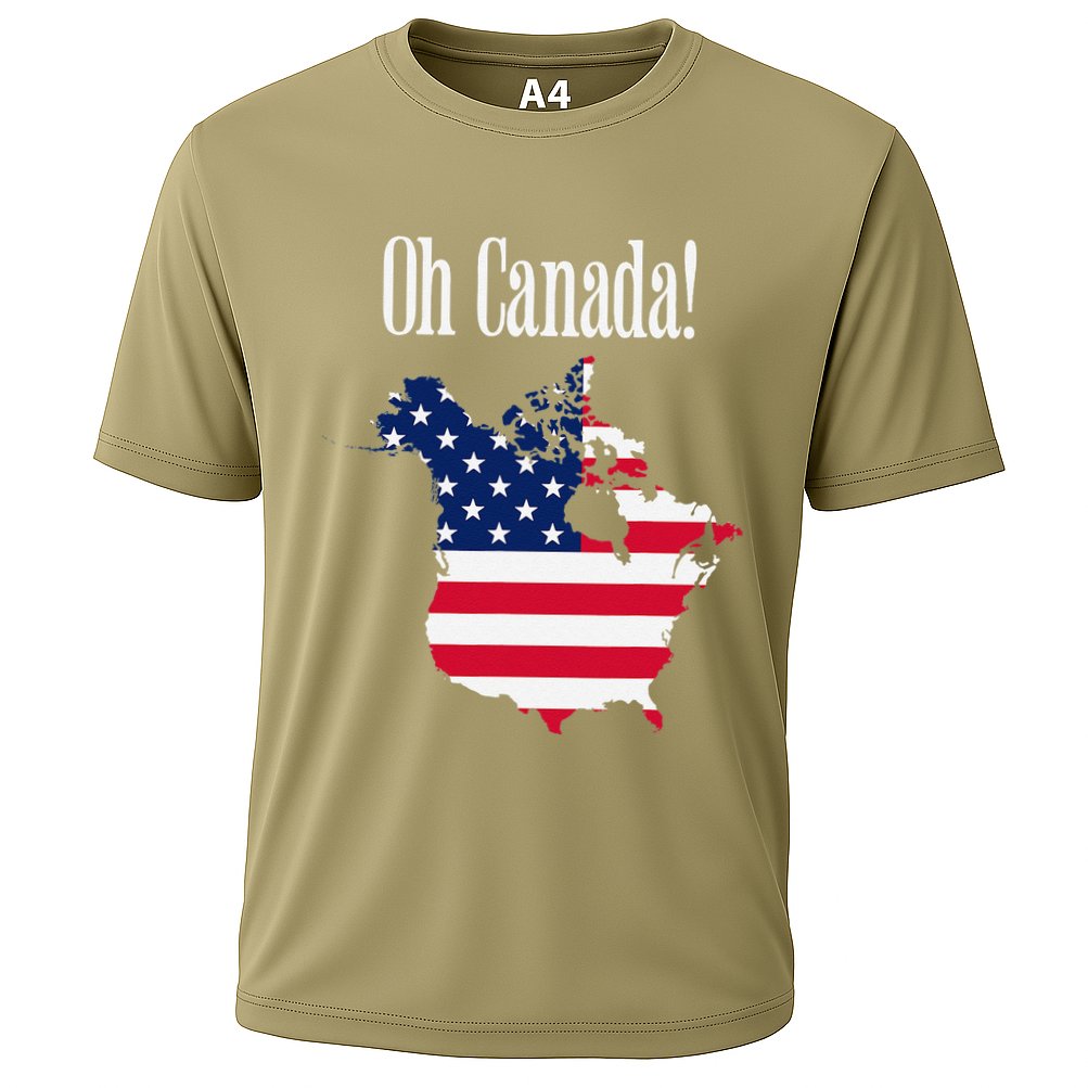 Funny Trump Oh Canada! Usa Canada Map 51st State Cooling Performance Crew T-Shirt