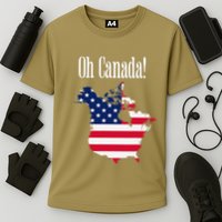 Funny Trump Oh Canada! Usa Canada Map 51st State Cooling Performance Crew T-Shirt