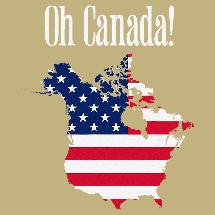 Funny Trump Oh Canada! Usa Canada Map 51st State Cooling Performance Crew T-Shirt