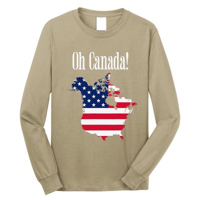 Funny Trump Oh Canada! Usa Canada Map 51st State Long Sleeve Shirt