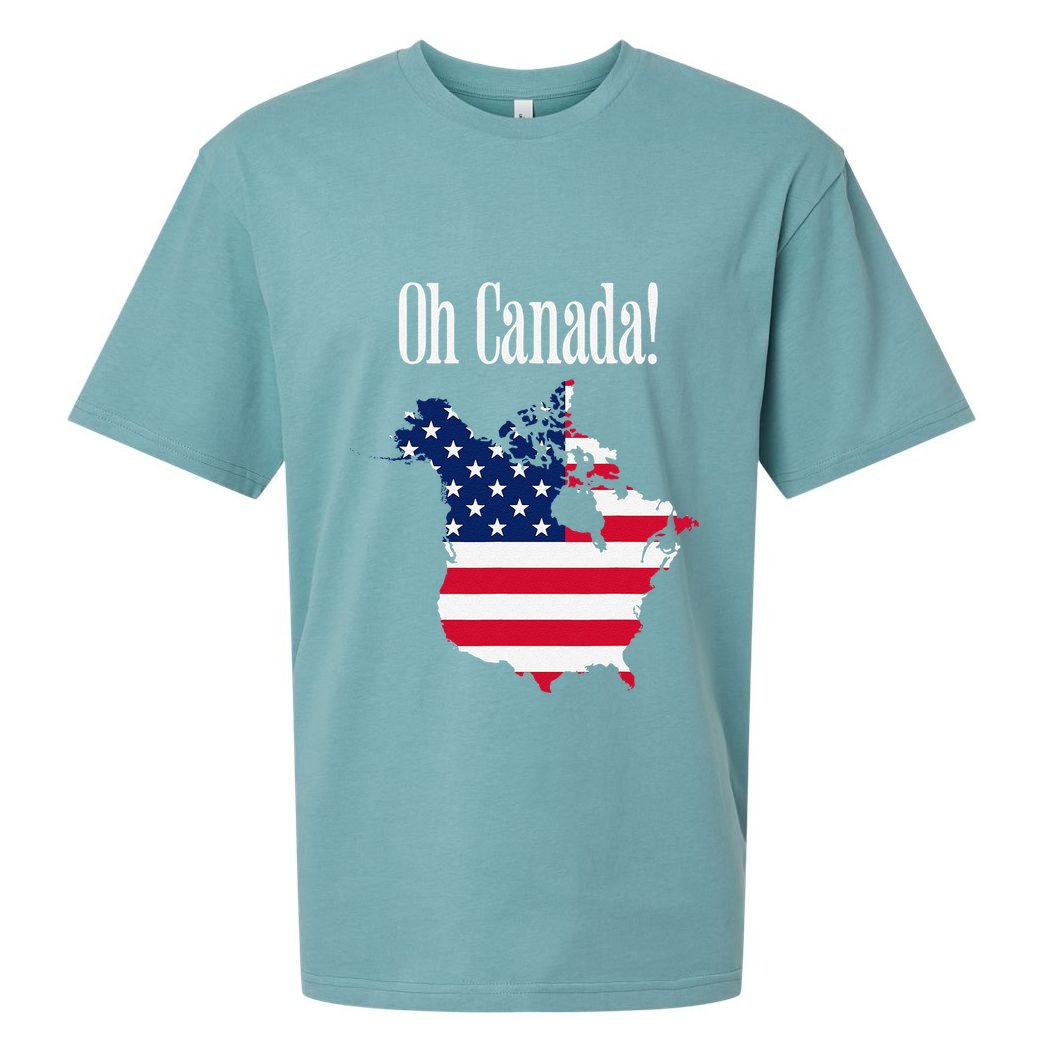 Funny Trump Oh Canada! Usa Canada Map 51st State Sueded Cloud Jersey T-Shirt