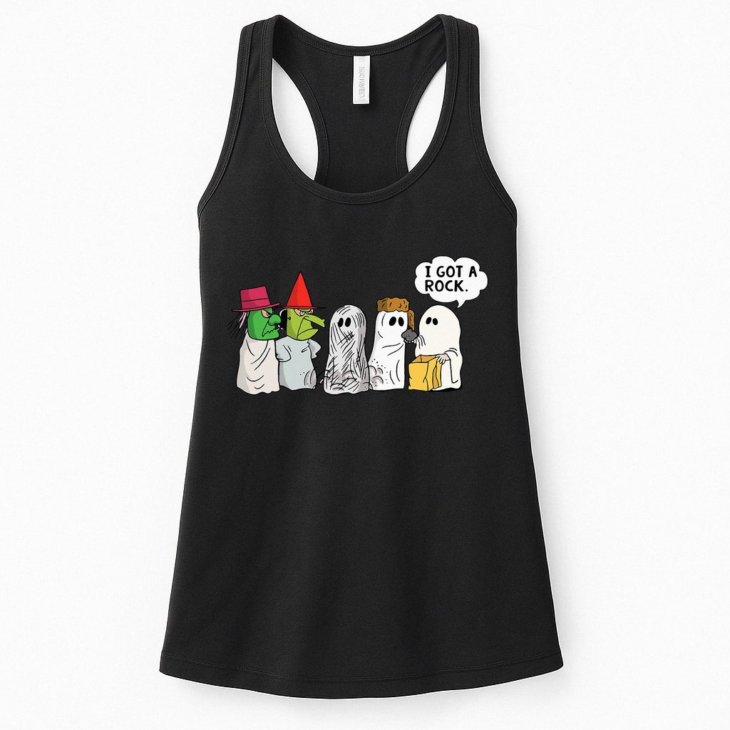 Funny Trick Or Treat Halloween Ghost Costume I Got A Rock Womens Tank Top