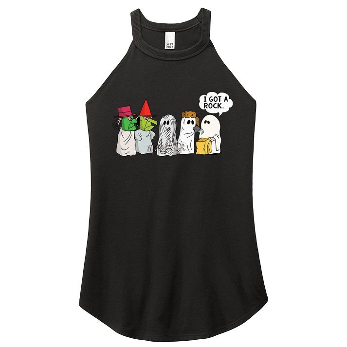 Funny Trick Or Treat Halloween Ghost Costume I Got A Rock Women's Perfect Tri Rocker Tank