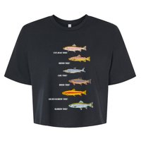 Funny Types Of Trout Fish Species Fishing Angling Bella+Canvas Jersey Crop Tee