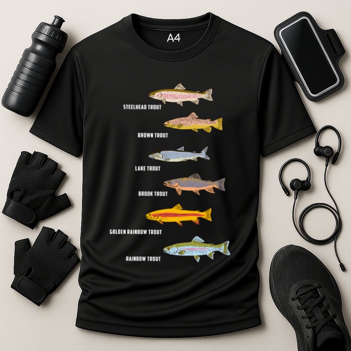 Funny Types Of Trout Fish Species Fishing Angling Performance Shirt