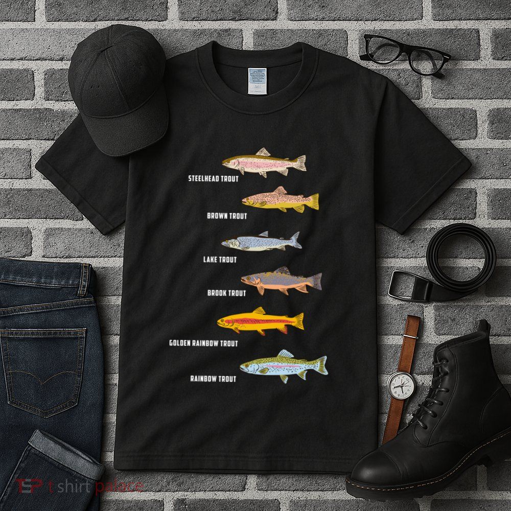 Funny Types Of Trout Fish Species Fishing Angling Tall T-Shirt