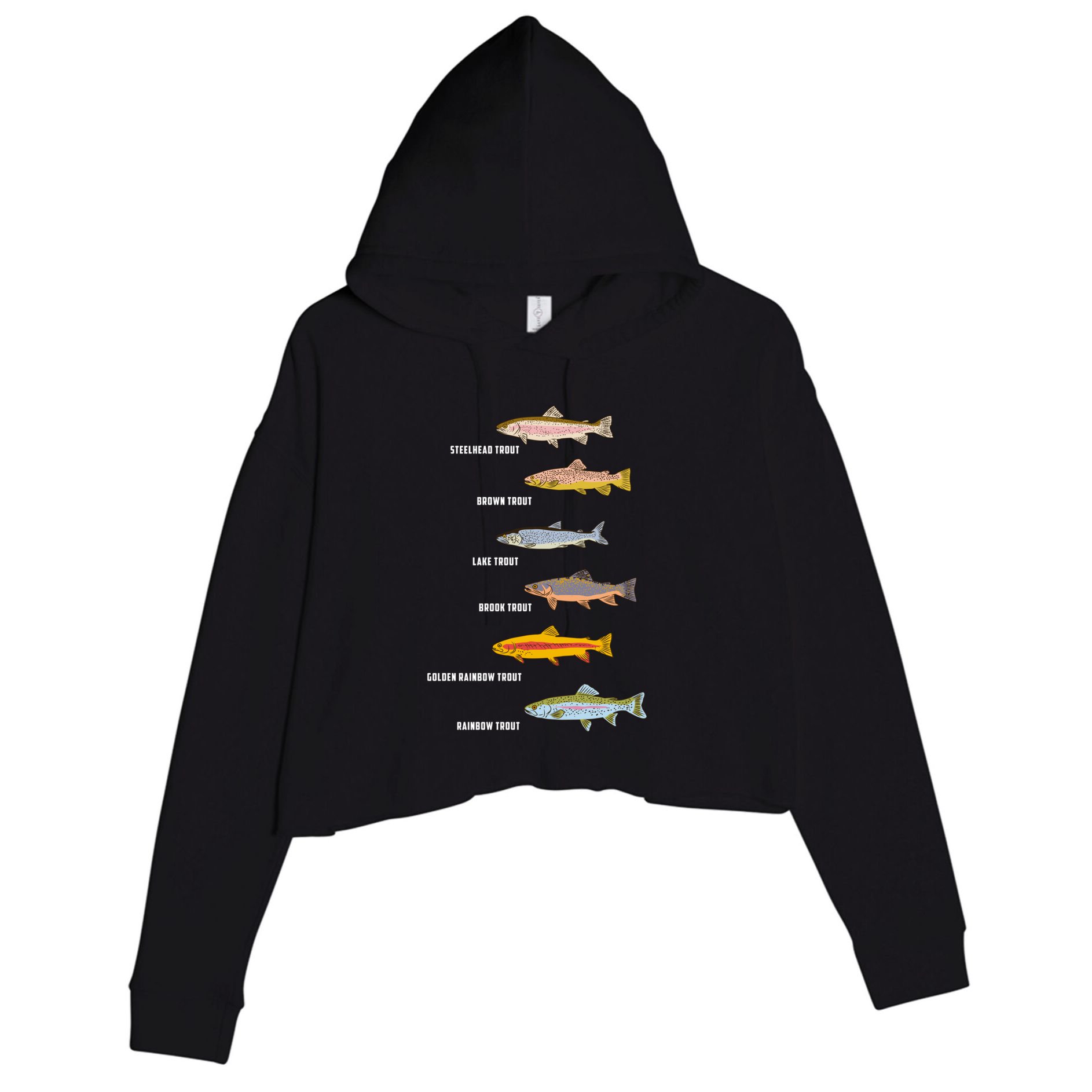 Funny Types Of Trout Fish Species Fishing Angling Crop Fleece Hoodie