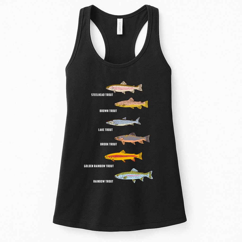 Funny Types Of Trout Fish Species Fishing Angling Womens Tank Top
