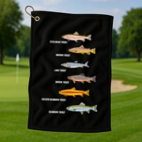 Funny Types Of Trout Fish Species Fishing Angling Golf Towel