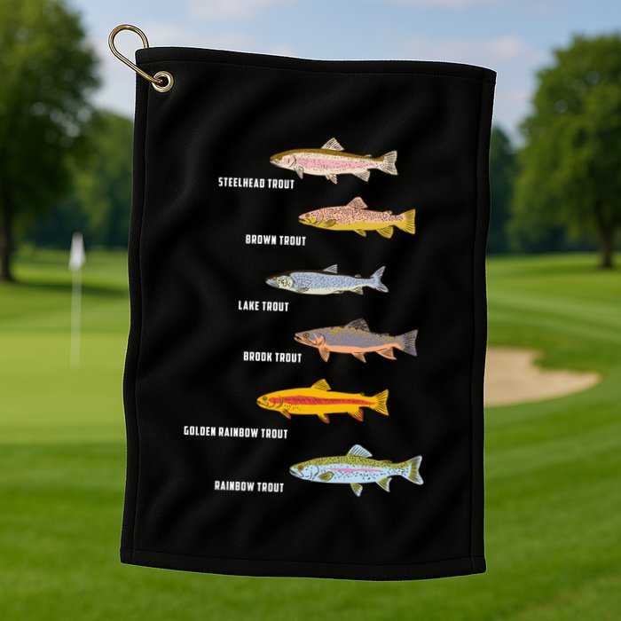 Funny Types Of Trout Fish Species Fishing Angling Golf Towel