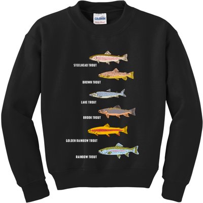 Funny Types Of Trout Fish Species Fishing Angling Kids Sweatshirt
