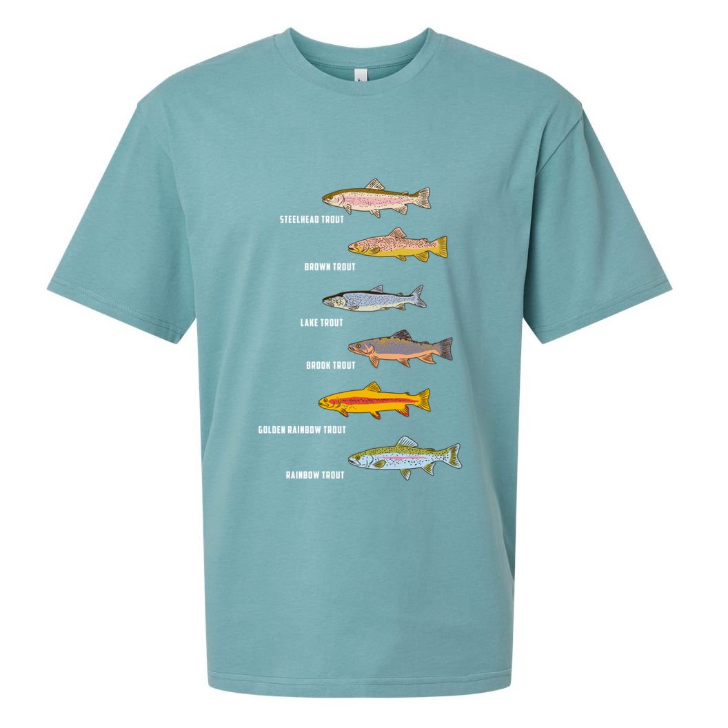 Funny Types Of Trout Fish Species Fishing Angling Sueded Cloud Jersey T-Shirt