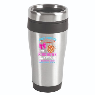 Free Throws Or Pink Bows Your Uncle Loves You Gender Reveal 16oz Travel Tumbler