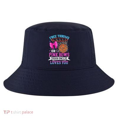 Free Throws Or Pink Bows Your Uncle Loves You Gender Reveal Cool Comfort Performance Bucket Hat