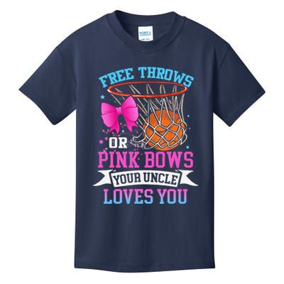 Free Throws Or Pink Bows Your Uncle Loves You Gender Reveal Kids T-Shirt
